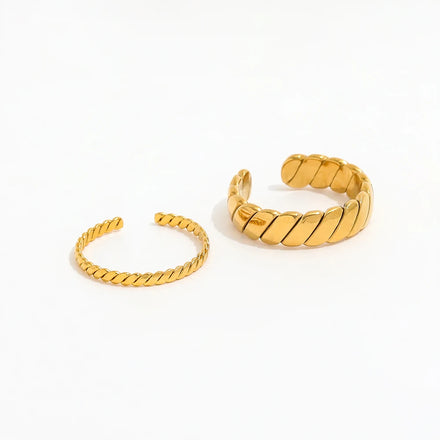 Fenny 18K Gold Plated Tarnish Free Permanent Fashion Rope Pattern Ring for Women Ready to Ship Stainless Steel Wholesale Jewelry