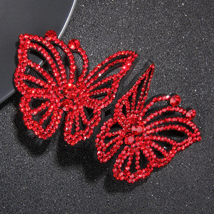 HX-264 Hollow Out Butterfly Rhinestones Hair Clip for Women Girl Hair Claw Vintage Leather Hairpin Jewelry Accessories