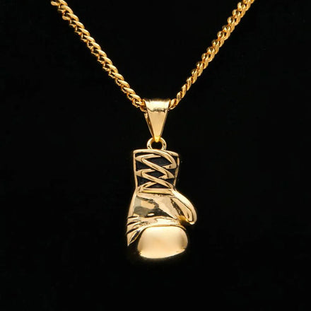 Custom Jewelry Punk Sporty Gloves Choker Necklace Gold Silver Black Boxing Gloves Pendant Stainless Steel Chain Necklace
