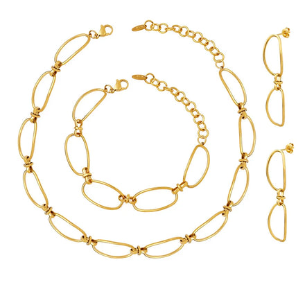 Factory Customized Bow Necklace Stainless Steel 18k Gold Bracelet Earring Jewelry Sets