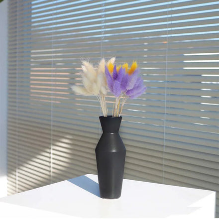 Wholesale Modern Matte Black Vases Home Decor Aesthetic Room Decoration Geometric Ceramic Vase for Flowers Home Decor