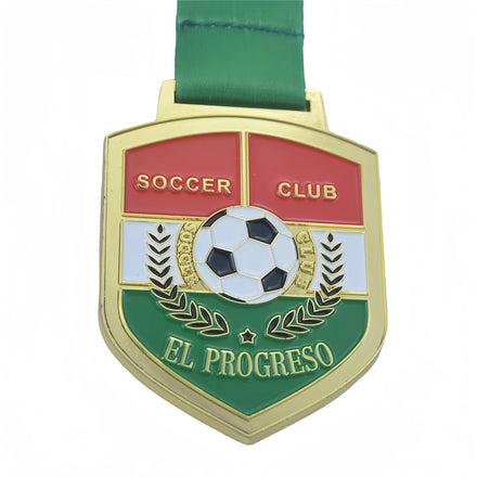 Custom High-Quality Soccer Medals Panama Medals with Enamel Coloring and Gold Plating SOCCER CLUB EL PROGRESO Medal