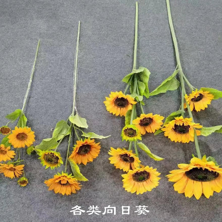 Wedding Supplies 3 Heads Sunflower Bouquet Artificial 5 Heads Yellow Sunflower 7 Heads Artificial Sunflower
