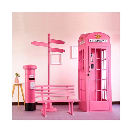 Custom Log London Telephone Booth pink Telephone Booth Outdoor Art Decoration pink Telephone Booth Photography Props for Wedding