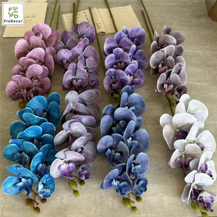 Wholesale 7 Heads 3D Print Artificial Phalaenopsis Butterfly Orchid Real Touch Orchids Latex Coated Home Hotel Decorative Flower