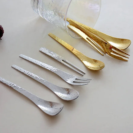 Hot Sale 304 Stainless Steel Silverware Fruit Fork Dessert Spoon Cutlery Set Japanese Flatware Set