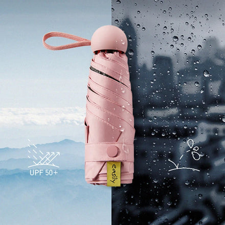 Wholesale Custom Logo Mini Sun Umbrella 5-Fold Open Design Windproof Waterproof UV Protection Plastic Black Coating for Adults