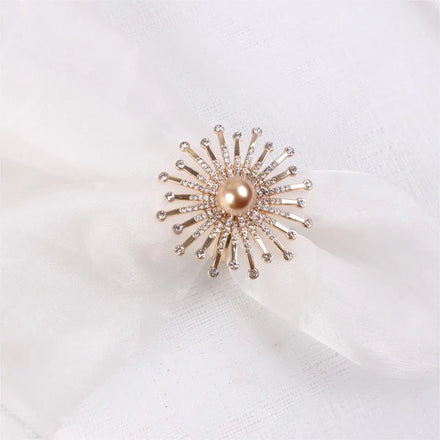 Festive Table Decor Setting and Favor Gold Sunburst Napkin Ring Holder for Cocktail Wedding Special Occasions