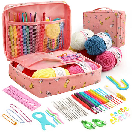 58pcs Beginner Crochet Kit with Yarn Set Crochet Hook and Full Knitting Tool with Storage case