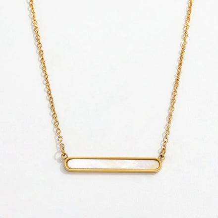 Fenny 18K Gold Plated Fast Delivary Dainty Shell Bar Pendant Necklace Trendy for Women Stainless Steel Jewelry Wholesale