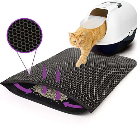 Easy Cleaning Portable Waterproof Rubber Solid Cat Sand Mat for Litter Box Non-slip Foldable Reusable Pet Litter Leaking Mat