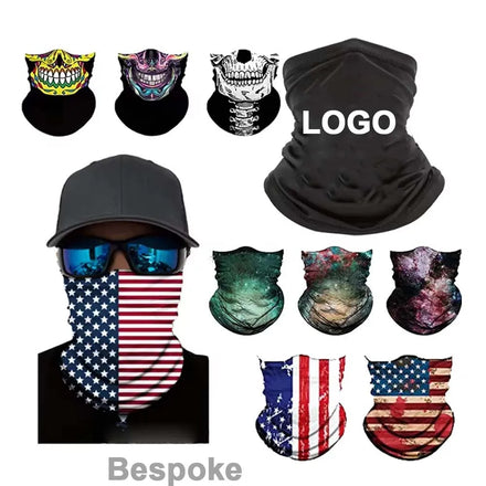 Custom Printing Logo Polyester Seamless Tube Plain White Sports Multifunctional Scarf Neck Gaiter Sports Outdoor Face Mask