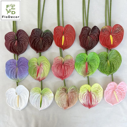Wholesale 60CM Artificial Anthurium Flowers Soft Plastic Real Touch for Home Wedding Party Decoration Table Center Piece