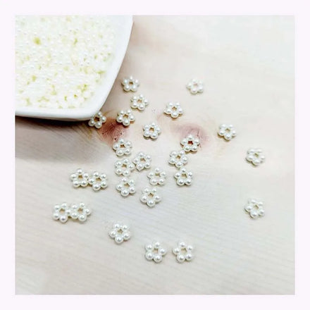 Cheap Wholesale Diy Accessories 7*7mm Flower Imation ABS Pearls Plastic Beads Headwear Jewelry Making Faux Pearl Beads in Bulk