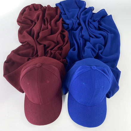 Custom Logo Arab Dubai Plain Instant Chiffon Hijab Baseball Hat Cap Sports Bonnet Shawls for Muslim Women