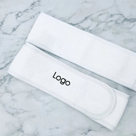 100% Cotton Wide Velcro Washing Face Makeup Yoga Sport Solid Color Knitted Stretchy Embroidered Headband