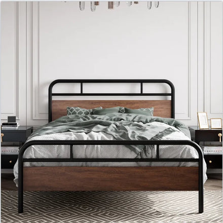 Wood Single Double Student Iron Platform Metal Bed Frame