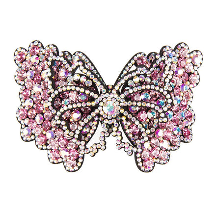 HX-269 New Simple Butterfly Style Full of Crystal Hairpin Non-slip Hair Clip Leather Rhinestone Clips for Women