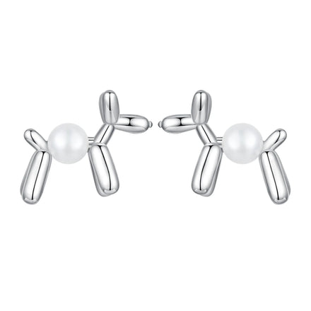 Factory 925 Sterling Silver Pearl Balloon Dog Stud Earrings Jewelry for Women Fine Jewelry Earrings Girls Birthday Gift SCE1542