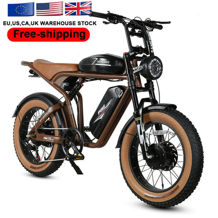 AU RTS New Retro Vintage Super Electric Hybrid Bike Fat Tire 20 Inch Ebike 32Ah Long Range E Bike Cruiser Electric Bike