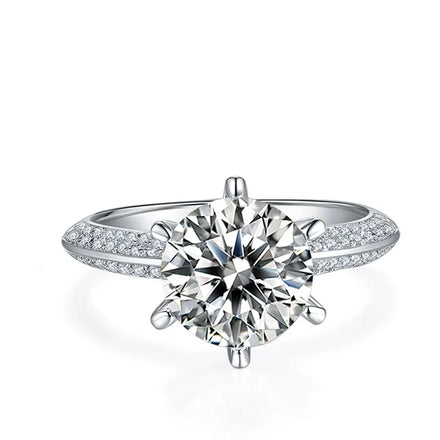 Newest Classical Engagement Rings 925 Sterling Silver Super White Moissanite Ring 3 Carat Round Brilliant Gemstone Jewelry
