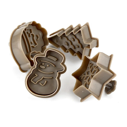 4pcs Plastic Christmas Cookie Fondant Cutter DIY Biscuit Mold for Baking for Holiday Cookie Decorations