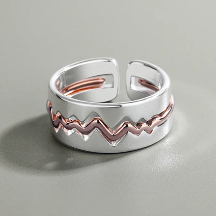 Love Heartbeat Couple Ring Fine Jewelry Fashion 2 in 1 Design Men'S and Women'S Personalized Opening 925 Silver Wedding Rings