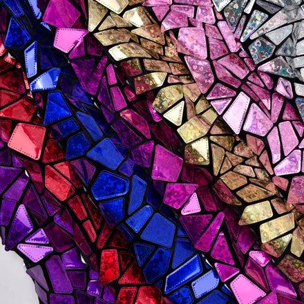 Wholesale Luxury Laser Cut Sequin Fabric Iridescent Polygon Shiny Velvet Basic for Accessories Waterproof Feature