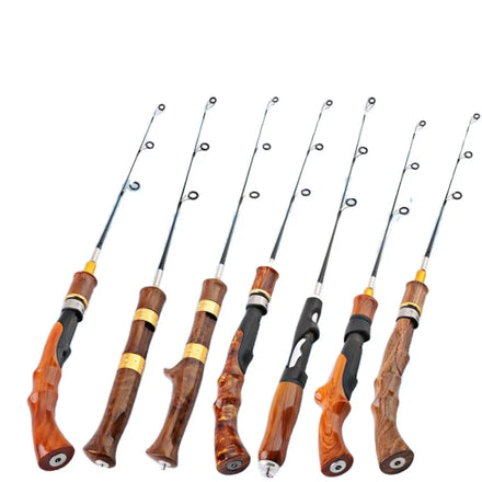 Portable 30cm 40cm 50cm 60cm Ice Fishing Rod Carbon Wooden Handle Ice Fishing Rod Cork Fishing Pole