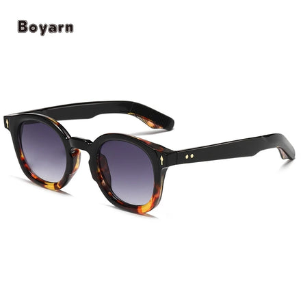 Boyarn Fashion Men Punk Round Sunglasses Retro Brand Designer Rivet Sun Glasses Women Gradient Shades UV400
