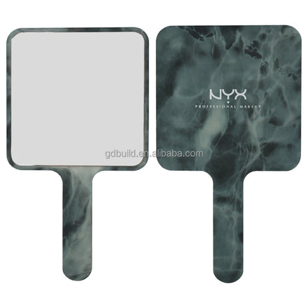 Plastic Glass Double Sided Square Vanity Mirror Personalized Custom LOGO UV Printing Handheld Cosmetic Makeup Mirror Beauty Care