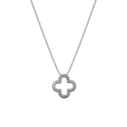 Luxury 925 Sterling Silver Women's Jewelry Famous Brand Clavicle Snake Chain CZ Zircon Hollow Four Clover Leaf Pendant for Gift