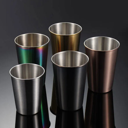 304 Stainless Steel Pint Cups Shatterproof Cup Tumblers Unbreakable Metal Drinking Glasses Mug for Bar Home Restaurant
