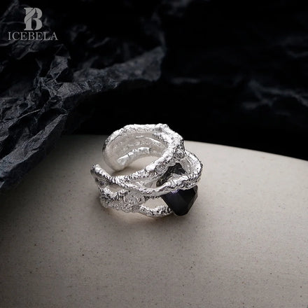 Fine Jewelry Chic Niche Plata 925 Sterling Silver Matte Inlaid Unique Stone Ear Korean Cuffs Earrings for Girls