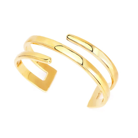OEM Minimalist Smooth Geometric Double-layer Line Cuff Bracelets Gold Brass Fashionable Wedding Accessories Jewelry for Women