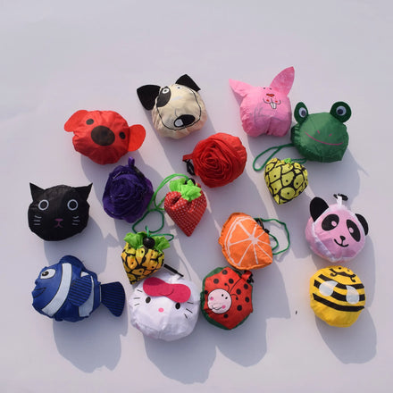 New Animals Cute Dog Useful Nylon Foldable Folding Eco Reusable Shopping Bags Cartoon Eco Tote Bag Portable Travel Shoulder Bag