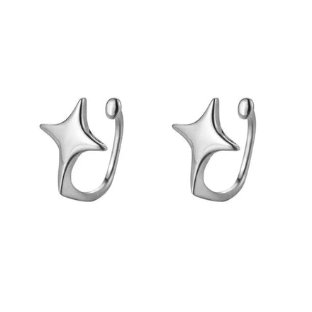 925 Sterling Silver Minimalist Korean Style Ear Cuff Gold Plated Star Cartilage Earrings with Zircon NO Hole for Girls Jewelry