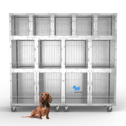 Petsproofing Multifunctional Veterinary Clinic Cage for Dogs Cats Steel Modular ICU Kennel Solid Pattern Grooming Hospital Use
