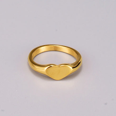 Stainless Steel Rings Heart Shaped Classical Simple Plain Signet Style Wedding Promise Anniversary Ring Valentines Day