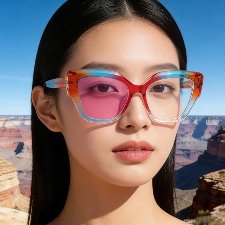 HL-96037 Cat Eye Photochromic UV400 for Women Thick PC Fashion Eyewear