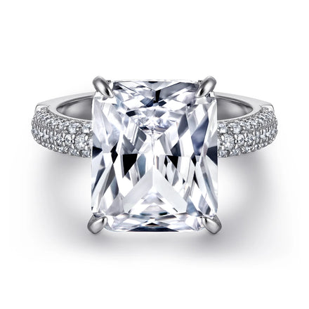 Iced Out Unique Engagement Rings Silver Jewelry Princess Cut 10*12mm Prong Setting 925 Silver Promise Wedding Rings for Women