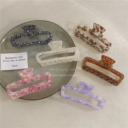 10cm Hollow Large Hair Claw Clips for Thick Hair Hot Selling Rectangle Acetate Big Claw Clips Hair Accessories
