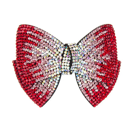 HX-276 Hot Sale Korean Color Diamond 3D Bow Hairpin Spring Clip Female Top Clip Back Head Sparkling Hairpin