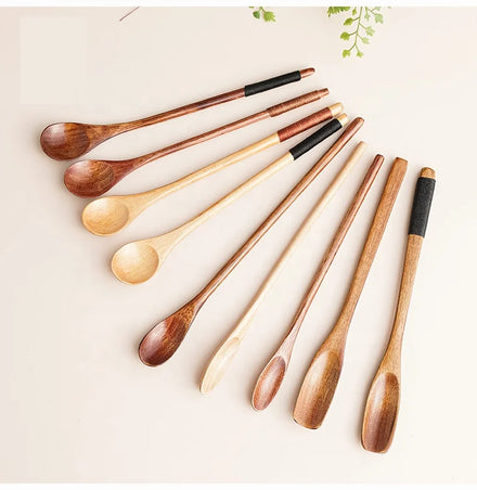 Long Handle 20cm Wooden Coffee Spoon Milk Tea Stir Spoon Japanese Korean Style
