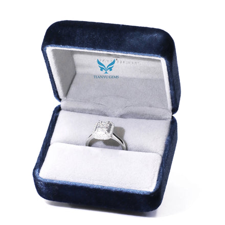 Tianyu Bridal 2CT Fine Jewelry Sterling Silver 925 Emerald Cut VVS Moissanite Engagement Gold 18K Plated Mossanite Wedding Rings