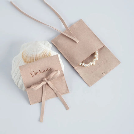 Luxury Microfiber Envelope Flap Packaging Bag with Custom Logo Custom Jewelry Container for Earrings Pendant Sachetto