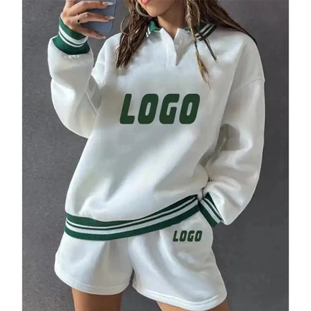 Custom logo Women's Clothing 2025 Sportswear Short Sweat Suits Women Sweatshirts and Shorts Set Wholesale Women Short Sets