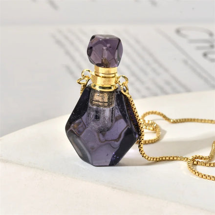 Natural Healing Stone Green Fluorite Perfume Bottle Pendants Gemstone Charm Pendant for Jewelry Making Irregular