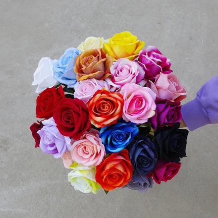 High Quality 50cm Length Single Stem Wedding Decoration Quality Artificial Velvet Roses for Valentine's Day