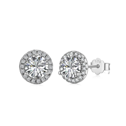 Dylam Trendy 925 Sterling Silver Stud Earrings Earrings for Girls Fashion Jewelry 5A Cubic Zirconia Halo Earrings for Women
